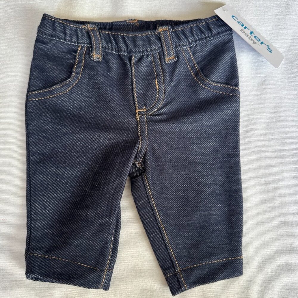 Carter's Baby Pull-On Faux Denim Pants Size NB
